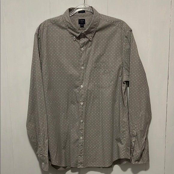J. Crew Men's Gray Polka Dot Shirt Slim Fit - Picture 1 of 7